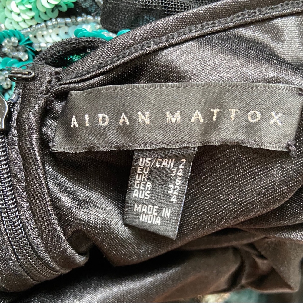 Aidan Mattox Vintage Beaded Sequin Mesh Long Sleeve Mini Cocktail Dress Size 2 - Picture 11 of 11